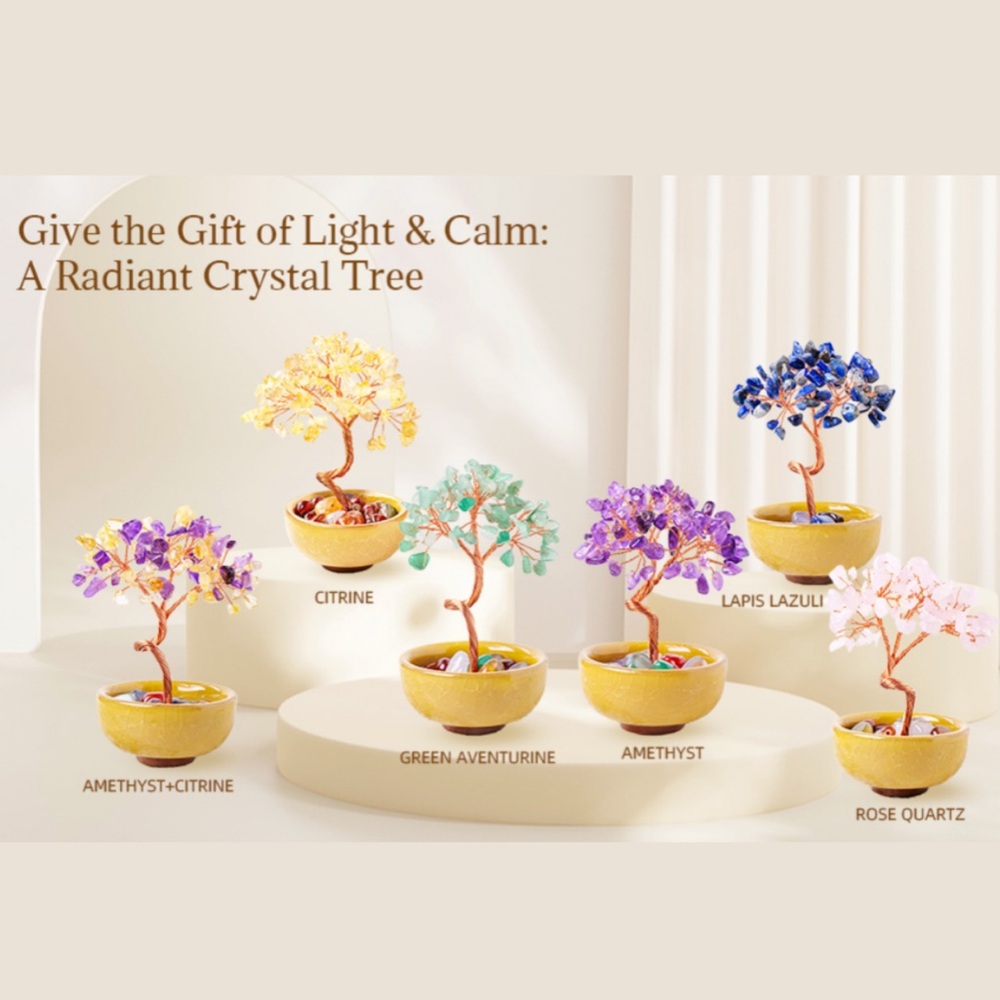 🆕New Green Aventurine Crystal Tree with Golden Yellow Pot-Decor & Handcrafted - Picture 3 of 6